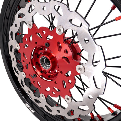 KKE 17inch Supermoto Wheels fit HONDA CRF250R 04-13 CRF450R 02-12 Black Spoke