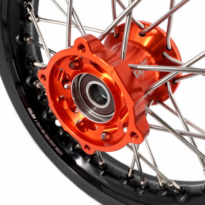 KKE 12/10 Small Kid's Wheels For KTM SX50 2024-2025 Mini Dirtbikes Orange Hub
