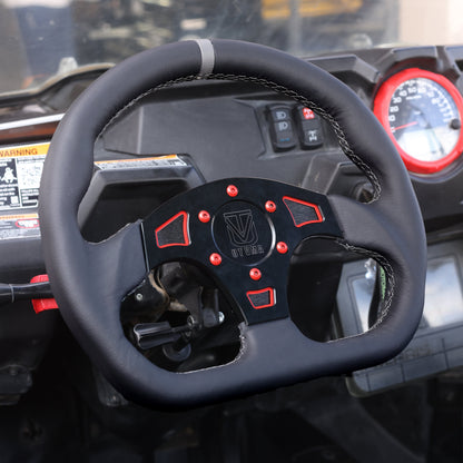 UTVMA DriftX Leather Steering Wheel With Hub (Polaris and Can Am, Kawasaki, Honda Models)