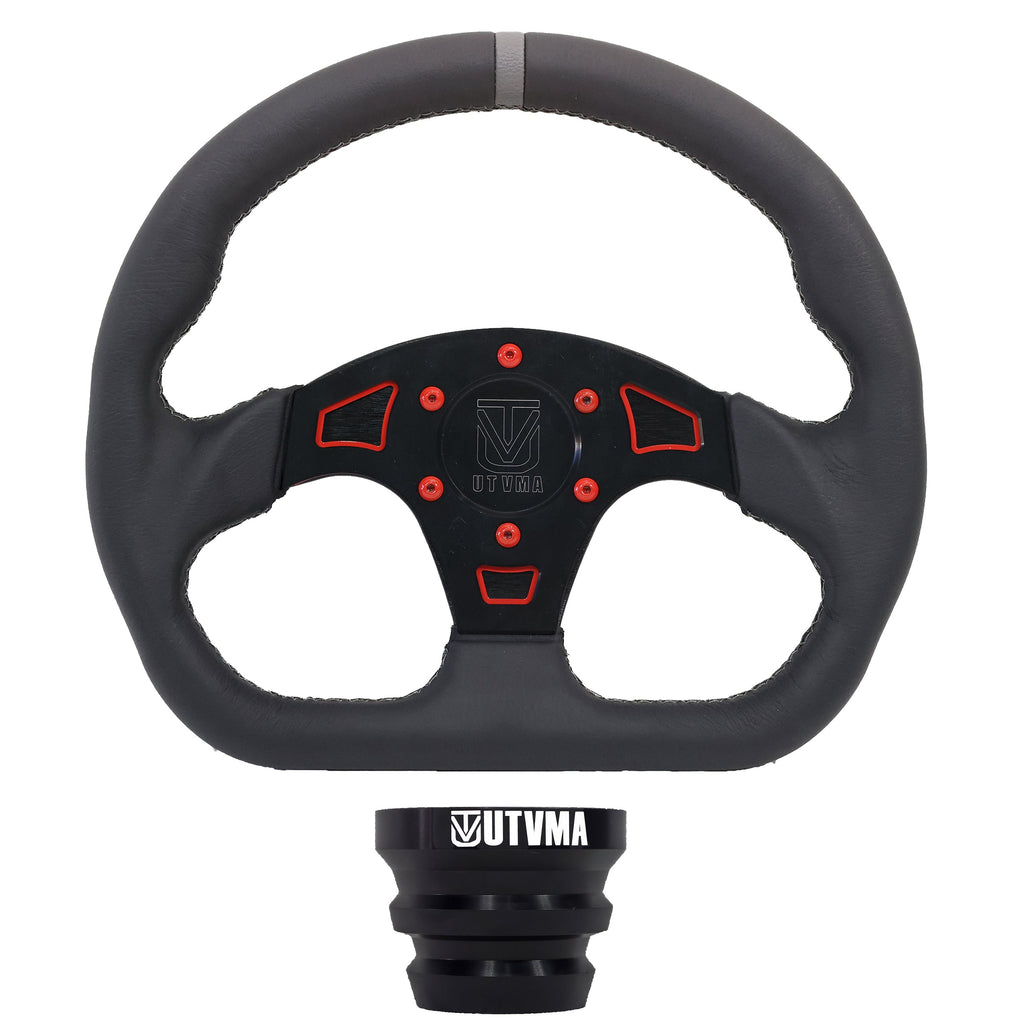 UTVMA DriftX Leather Steering Wheel With Hub (Polaris and Can Am, Kawasaki, Honda Models)