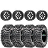 Valor V07 Satin Black w/ Orange Rings Beadlock  + Maxxis Roxxzilla Tires (Mounted Kit) – 15x7 | 4/156 Bolt Pattern | Rock-Ready Combo