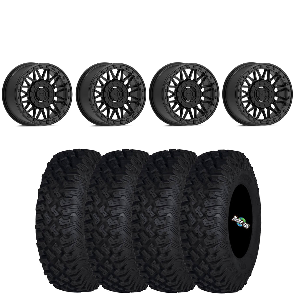 Valor Offroad V08 Satin Black Beadlocks on ITP Coyote