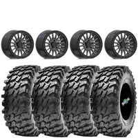 VALOR OFFROAD V06 BRUSHED GUNMETAL BEADLOCKS ON MAXXIS RAMPAGE