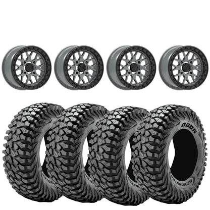 Valor V07 Beadlock Wheels + Journey Rock Poison Tires (Mounted Kit) – Fits UTVs with 4x137 Bolt Pattern | Available in Multiple Sizes