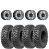 Metal FX Delta Beadlock Wheels (Black Contrast Cut) on Valor Offroad Alpha Tires – UTV Wheel & Tire Kit