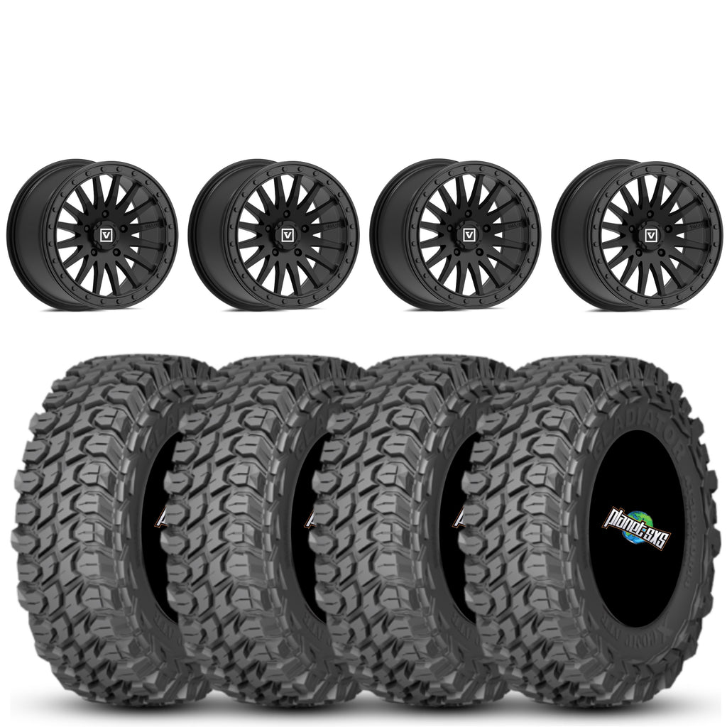 Valor Offroad V06 Satin Black Beadlocks mounted on Gladiator X Comp