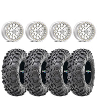 Valor Offroad V09 Raw Machined Beadlocks on Maxxis Carnivore Tires – UTV Wheel & Tire Kit