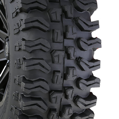 Valor V09 Satin Black Beadlock 15x10 Mounted on Frontline BDC | 4/156 Bolt Pattern