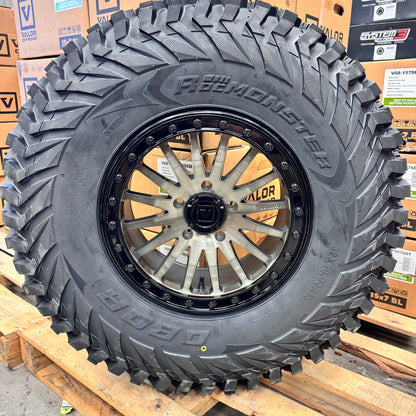Valor Offroad V06 Beadlock Wheels + Obor RocScraper Tires (Mounted Kit) – Fits Polaris RZR Pro R CF Moto U10 Pro (5-Lug Bolt Pattern)