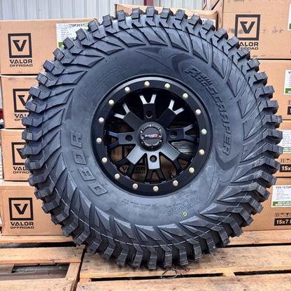 System 3 SB4 Beadlock Wheels + Journey Rock Poison tires  (Mounted Kit) – Matte Black | 4x156 Bolt Pattern