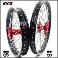 KKE 21 & 18 Enduro Wheels Rims for Husqvarna TE TC FE FC SMR TXC  2000-2013 Red Hubs