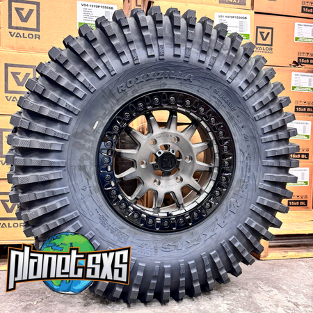 Valor Offroad V09 Beadlock Wheels + Maxxis Roxxzilla Tires (Mounted Kit)
