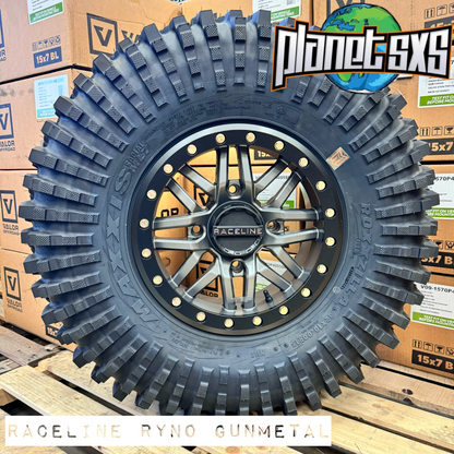 Raceline Ryno Beadlock Wheels + Maxxis Roxxzilla Tires (Mounted Kit)
