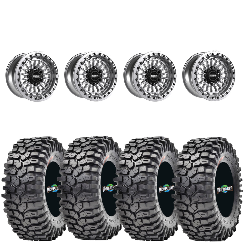 Metal FX Delta Beadlock Raw Machined on Maxxis Roxxzillas Set of 4