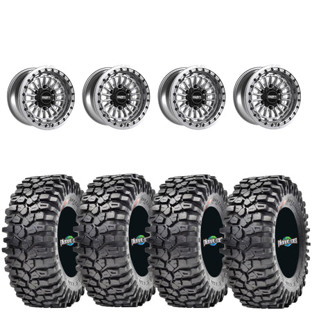 Metal FX Delta Beadlock Raw Machined on Maxxis Roxxzillas Set of 4