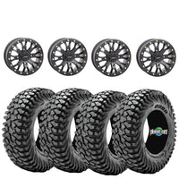 System 3 SB4 Beadlock Wheels + Obor RocScraper Tires (Mounted Kit) – Matte Black | Fits UTVs with 4x156 Bolt Pattern