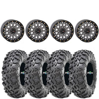 System 3 SB6 Beadlock Gunmetal Wheels on Maxxis Carnivore Tires – UTV Wheel & Tire Kit