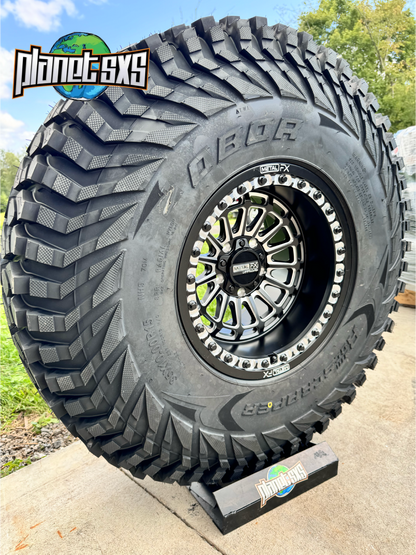 Metal FX Delta  beadlock Satin Blk/ Contrast Cut 15x10 on Journey Rock Poison tires