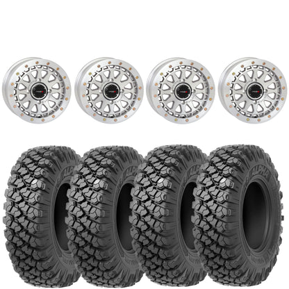 System 3 SB6 Machined Beadlock Wheels on Valor Alpha Tires – UTV Wheel & Tire Kit