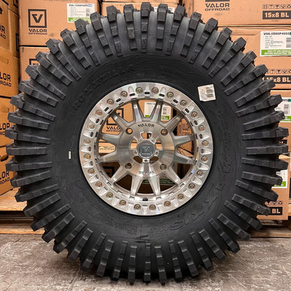 Valor Offroad V09 Beadlock Wheels + Maxxis Roxxzilla Tires (Mounted Kit)