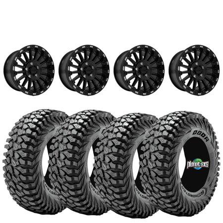 MRT MUSCLE MAX BEADLOCK SATIN BLACK MOUNTED ON OBOR ROC SCRAPERS