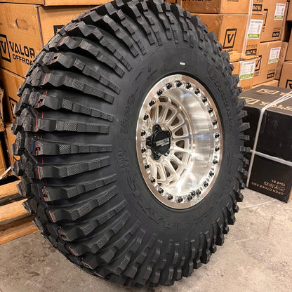 Metal FX Delta R 15x10 Raw Machined Beadlocks on Maxxis Roxxzilla Tires – Mounted UTV Kit | 5/4.5 Bolt Pattern