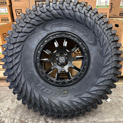 Valor V15 Black Beadlock Wheels + Journey Rock Poison tires (Mounted Kit) – Fits UTVs with 5/4.5 Bolt Pattern