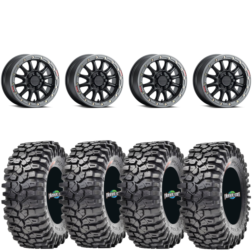 Raceline Alpha beadlocks Satin Black 5/4.5 and 37x10-17 Maxxis Roxxzillas