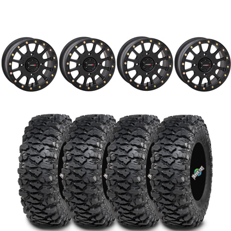 System 3 SB-5 Matte Black Beadlocks on ITP Savage Sticky Tires – 4/137 Bolt Pattern