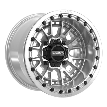 Metal FX Slayer R 15x10 Raw Machined Beadlocks on Maxxis Roxxzilla Tires – Mounted UTV Kit