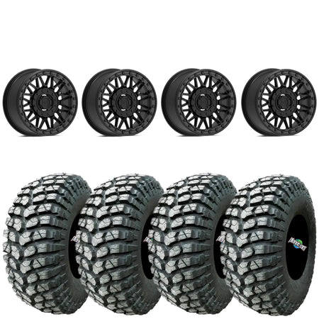 Valor V08 Beadlocks Satin Black mounted on MRT Rocky RX tires