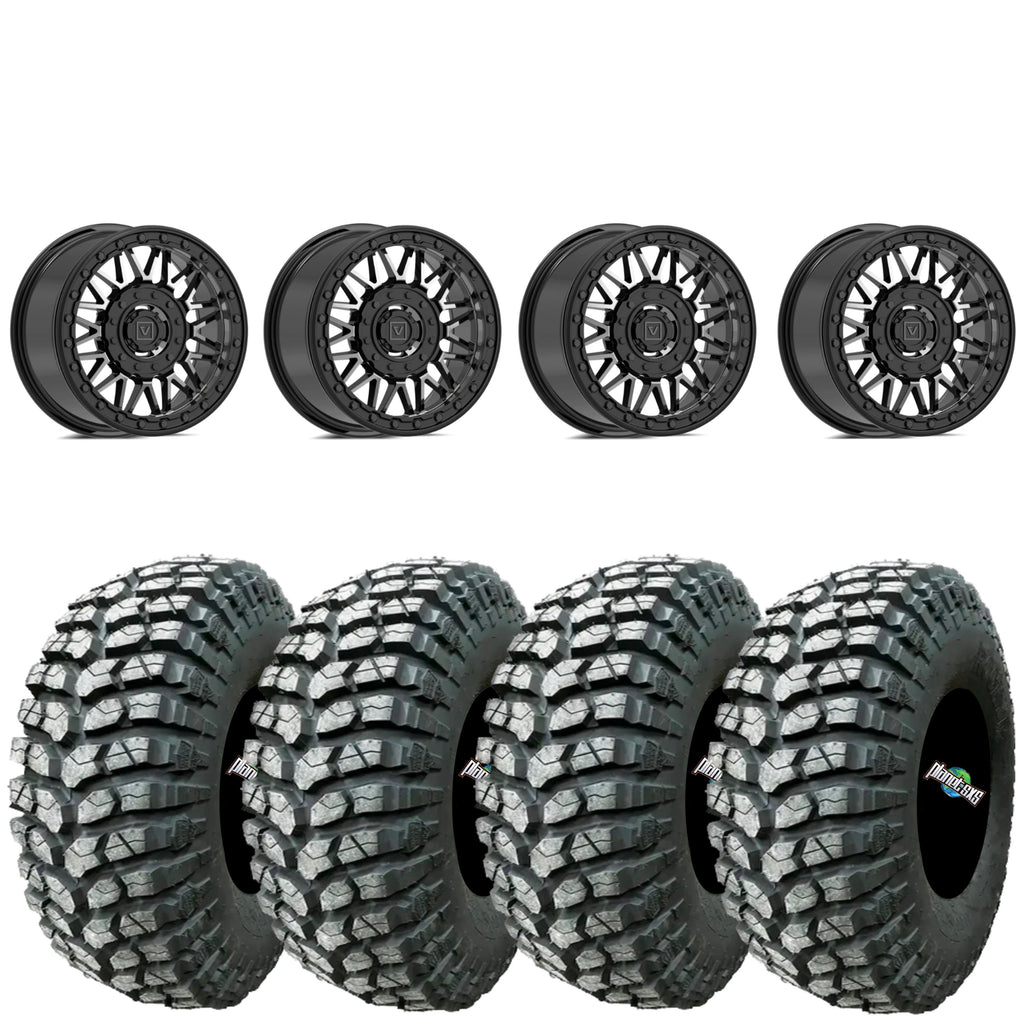 Valor V08 Beadlocks Dark Tint mounted on MRT Rocky RX tires