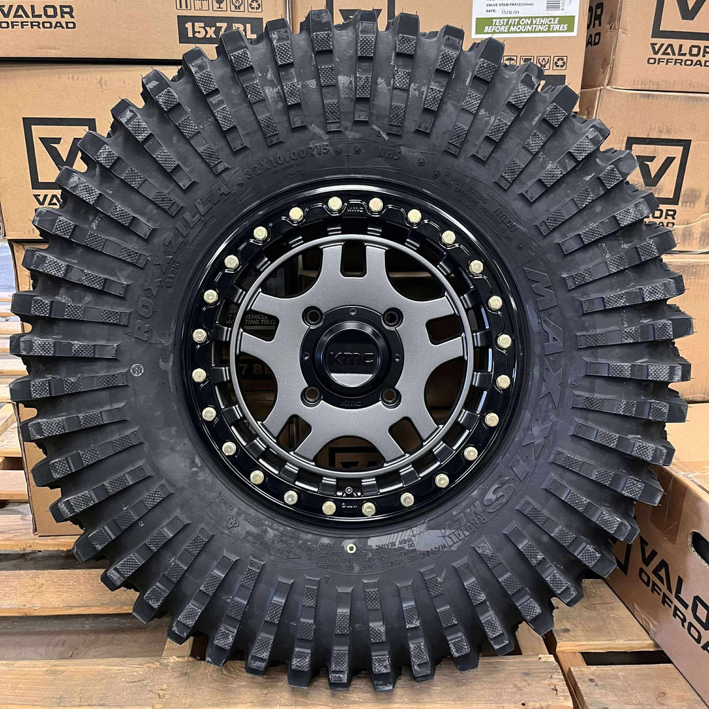 KMC KS240 Beadlock Wheels on Maxxis Roxxzilla Tires –  UTV Wheel & Tire Kit