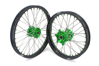 KKE 1.6*21 & 2.15*19 Wheels Rims Fit Kawasaki KX450 2019-2025 KX450X 2021-2025 Green Nipples