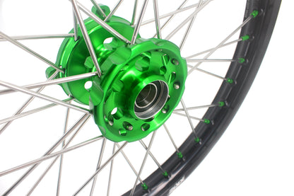 KKE 1.6*21 & 2.15*19 Wheels Rims Fit Kawasaki KX450 2019-2025 KX450X 2021-2025 Green Nipples
