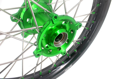 KKE 1.6*21 & 2.15*19 Wheels Rims Fit Kawasaki KX450 2019-2025 KX450X 2021-2025 Green Nipples