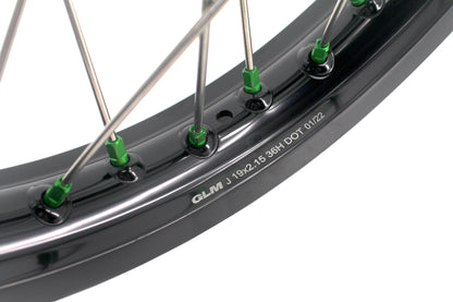 KKE 1.6*21 & 2.15*19 Wheels Rims Fit Kawasaki KX450 2019-2025 KX450X 2021-2025 Green Nipples