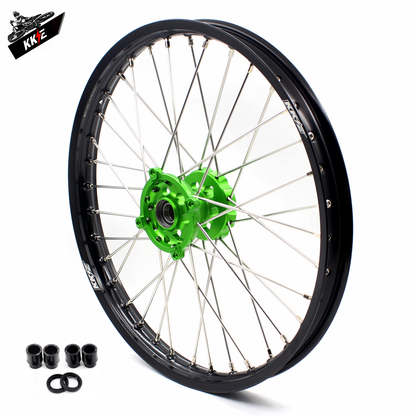 KKE 1.6*21 & 2.15*19 Wheels Rims Fit Kawasaki KX450 2019-2025 KX450X 2021-2025 Green Hubs