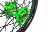KKE 1.6*21 & 2.15*18 Wheels Rims Fit Kawasaki KX450 2019-2025 KX450X 2021-2025 Green Nipples & Black Spokes