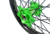 KKE 1.6*21 & 2.15*19 Wheels Rims Fit Kawasaki KX450 2019-2025 KX450X 2021-2025 Green Nipples & Black Spokes