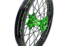 KKE 1.6*21 & 2.15*18 Wheels Rims Fit Kawasaki KX450 2019-2025 KX450X 2021-2025 Green Nipples & Black Spokes