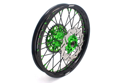KKE 21/18 Spoked Wheels Rims For KAWASAKI KX125 KX250 2003 2004 2005 Black Spokes