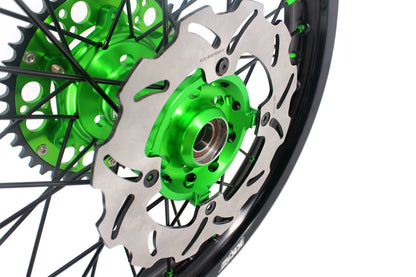 KKE 21/18 Spoked Wheels Rims For KAWASAKI KX125 KX250 2003 2004 2005 Black Spokes