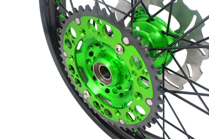 KKE 21/18 Spoked Wheels Rims For KAWASAKI KX125 KX250 2003 2004 2005 Black Spokes