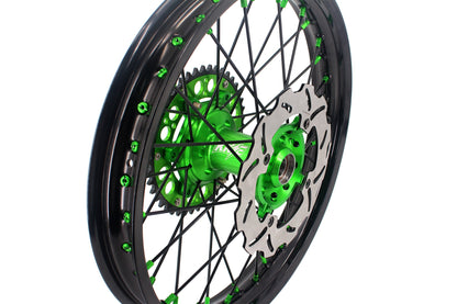 KKE 21/18 Spoked Wheels Rims For KAWASAKI KX125 KX250 2003 2004 2005 Black Spokes