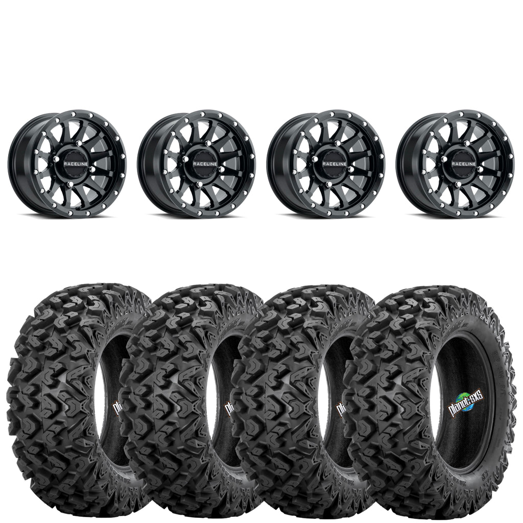 Raceline A95B Trophy Satin Black 4/137 wheels mounted on Sedona Rip Saw RT