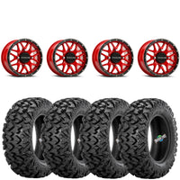Raceline A94R Krank Red 4/110 4+3 wheels mounted on Sedona Rip Saw RT