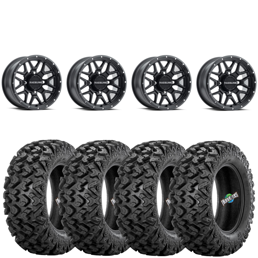 Raceline A94B Krank Satin Black 4/156 wheels mounted on Sedona Rip Saw RT