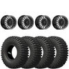 Valor V06 Gloss Black Beadlock Wheels + EFX MotoCrusher Tires (Mounted Kit) – 15x8 | 5x4.5 Bolt Pattern | Fits Polaris Pro R, Turbo R, Xpedition, Ranger 1500