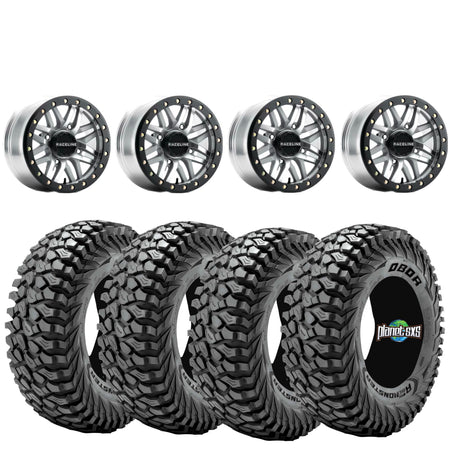Raceline Ryno 15x10 beadlock Machined 4/137 5+5 mounted on Obor Roc Scrapers